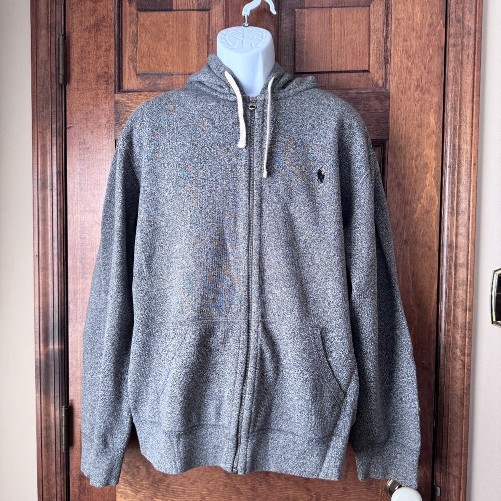 Polo Ralph Lauren Black Marl Zip Up Fleece Lined Sweatshirt XX-Large